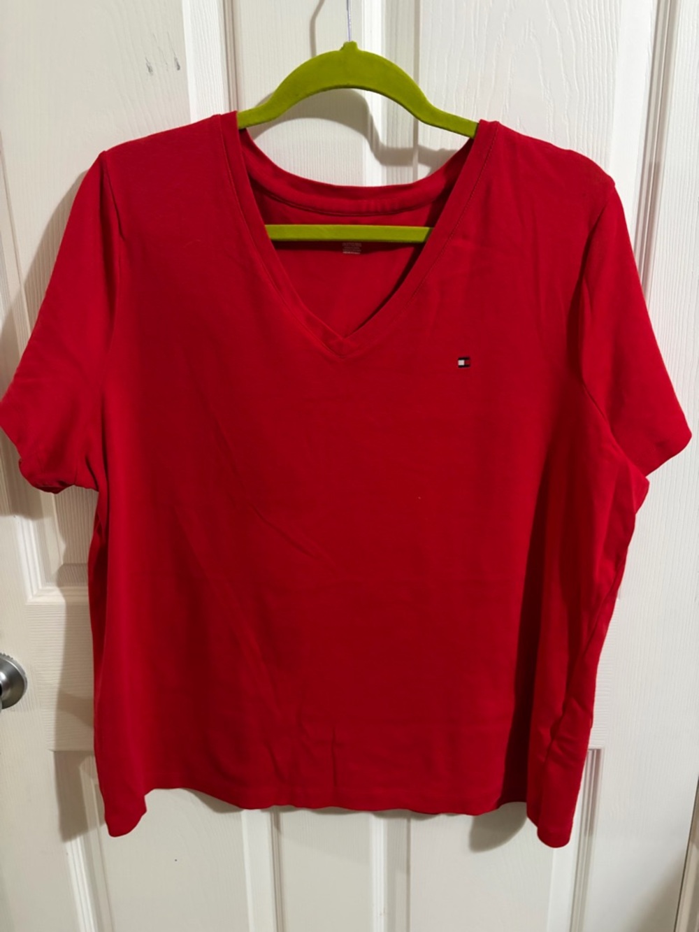 Tommy Hilfiger Red V-Neck Short Sleeve Tee